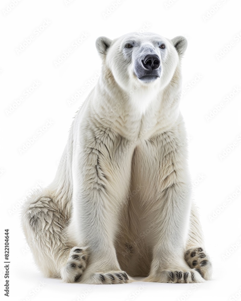 Fototapeta premium the Polar Bear , portrait view, white copy space on right Isolated on white background
