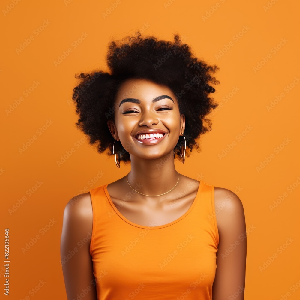 Orange background Happy european white man realistic person portrait of young beautiful Smiling man good mood Isolated on Background Banner with copyspace blank empty copy space 