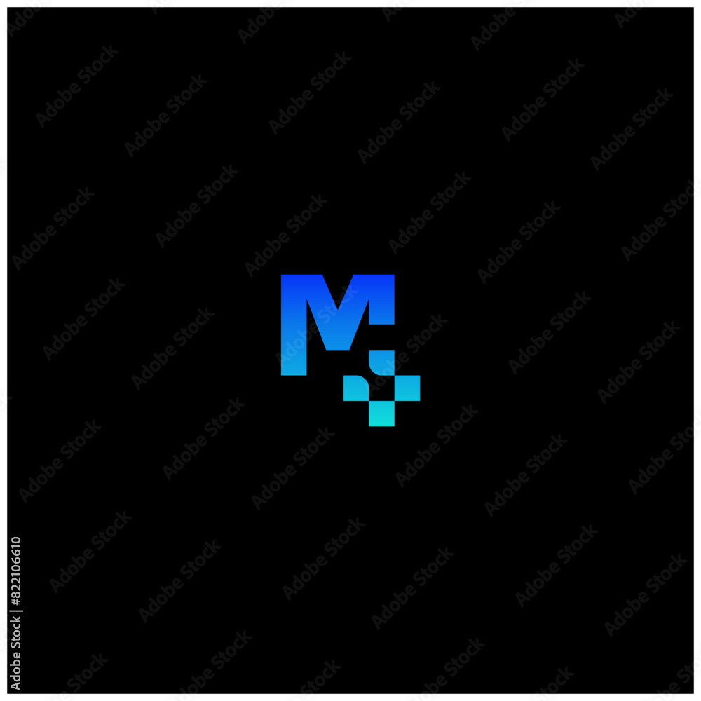 abstract M logo, medical symbol, initial M with plus icon abstract M logo, medical symbol, initial M with plus icon