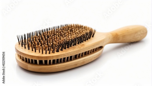 A wooden brush with a long handle and a wooden flower-shaped soap saver.  