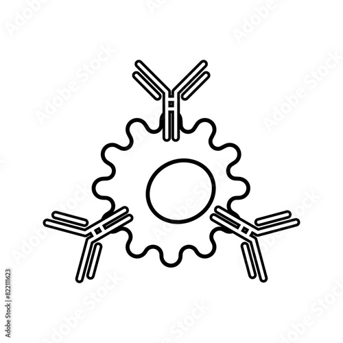 immune cell with antibody icon vector