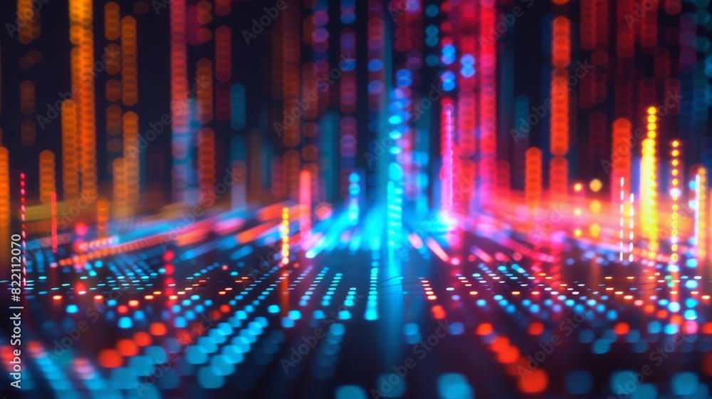 Abstract Neon Music Equalizer with Colorful Glowing Dots and Bars in a Modern Digital Design
Abstract Neon Music Equalizer with Colorful Glowing Dots and Bars in a Modern Digital Design