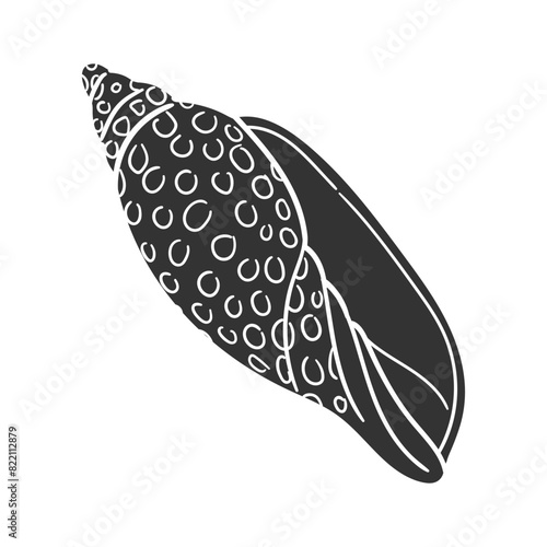 Johnstone's Junonia Icon Silhouette Illustration. Seashell Vector Graphic Pictogram Symbol Clip Art. Doodle Sketch Black Sign.