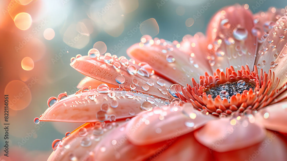 Intimate Close-Up of a Flower in Bloom, Highlighting Dew Drops on Vibrant Petals Intimate Close-Up of a Flower in Bloom, Highlighting Dew Drops on Vibrant Petals