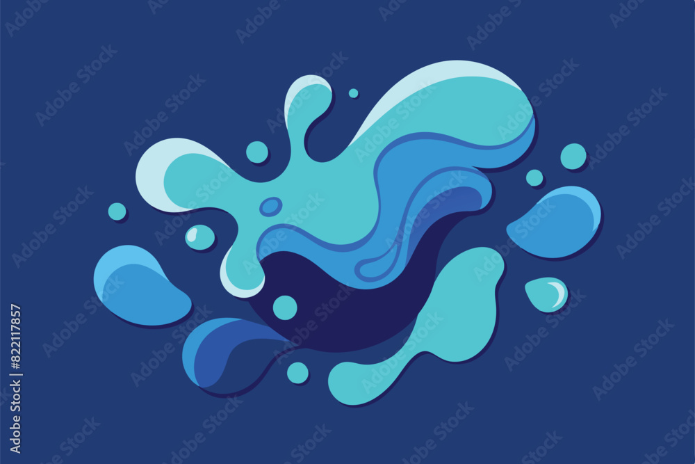 Abstract Liquid Shapes Vector Organic Shape Fluid Art Shape Blue Aqua Background