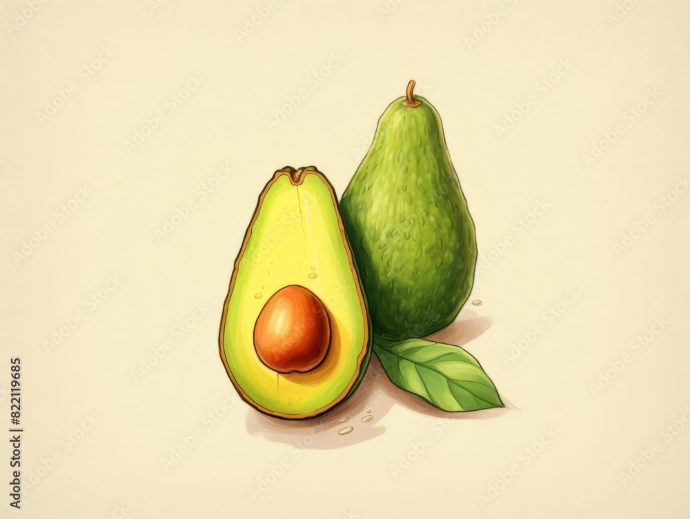 Fresh Avocado Duo: Whole and Halved