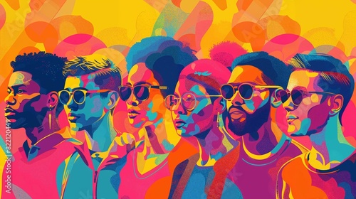 Vibrant Diversity: Pop Art LGBT Illustration of Young People