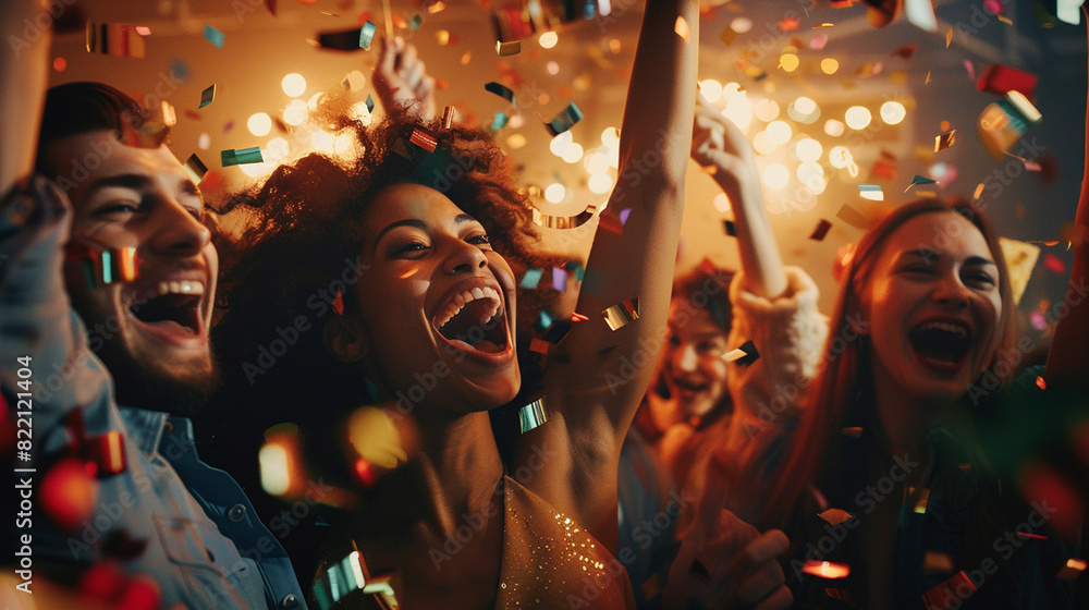 A group of people celebrating at a party