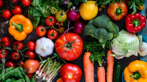 a variety of vegetables are arranged on a table top