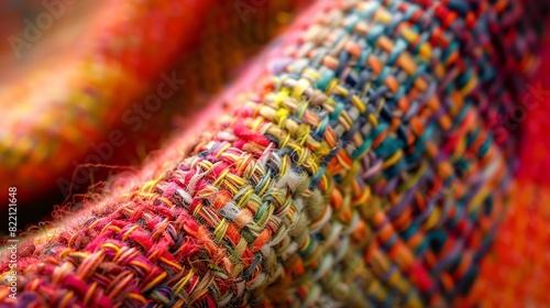 a close up of a colorful fabric with a blurry background photo