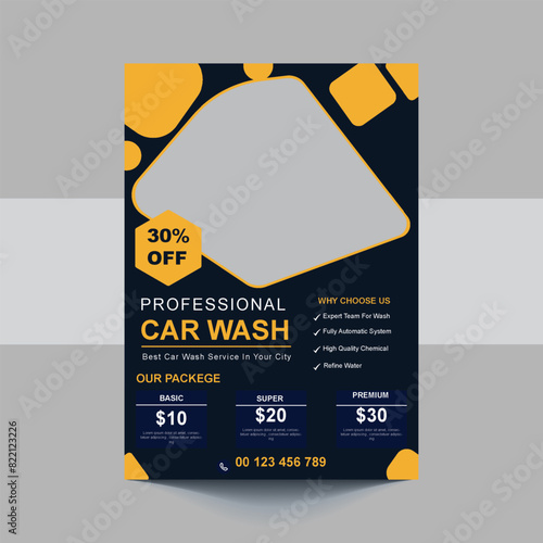 Car Wash Flyer, Car Cleaning Service template, a4 car wash service flyer, automobile wash service leaflet design, Car Wash Business Promotion Poster