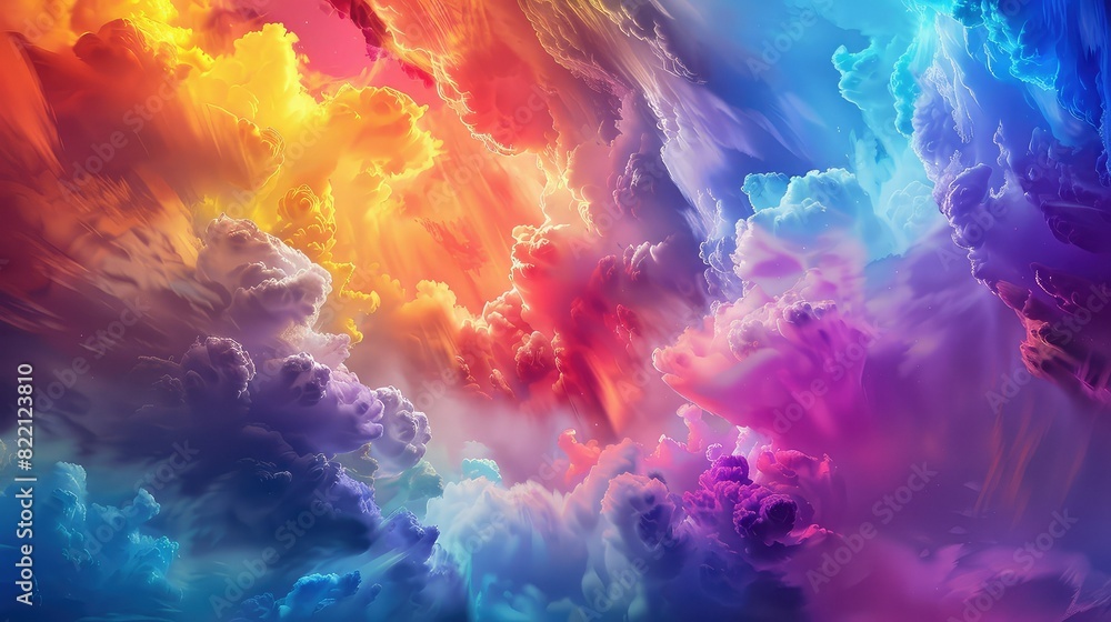 Fantastic colorful cloudscape with vibrant hues of pink, blue, orange and yellow. Fantastic colorful cloudscape with vibrant hues of pink, blue, orange and yellow.