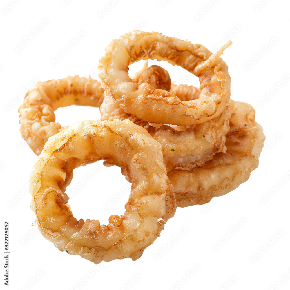 Calamari rings, transparent background, isolated image, generative AI Calamari rings, transparent background, isolated image, generative AI