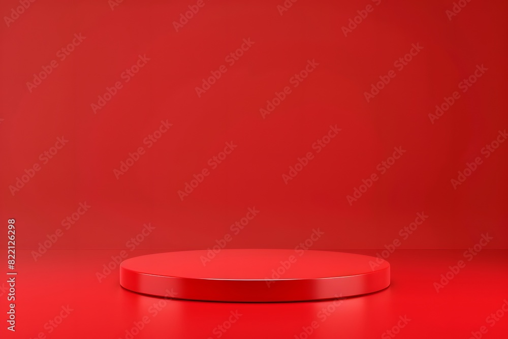 Red Platform on Red Background for Product Display Red Platform on Red Background for Product Display