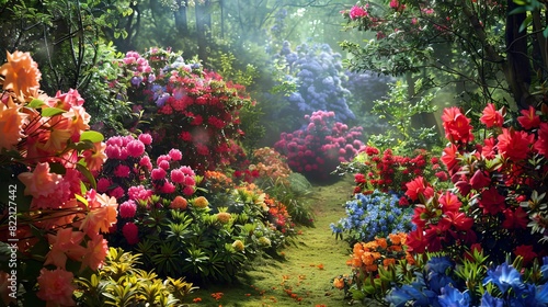 a beautiful garden full of flowers of many colors