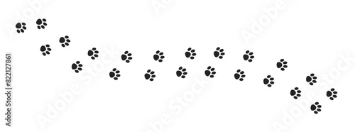 Dog and cat paw prints collection, paw icon set black vector.