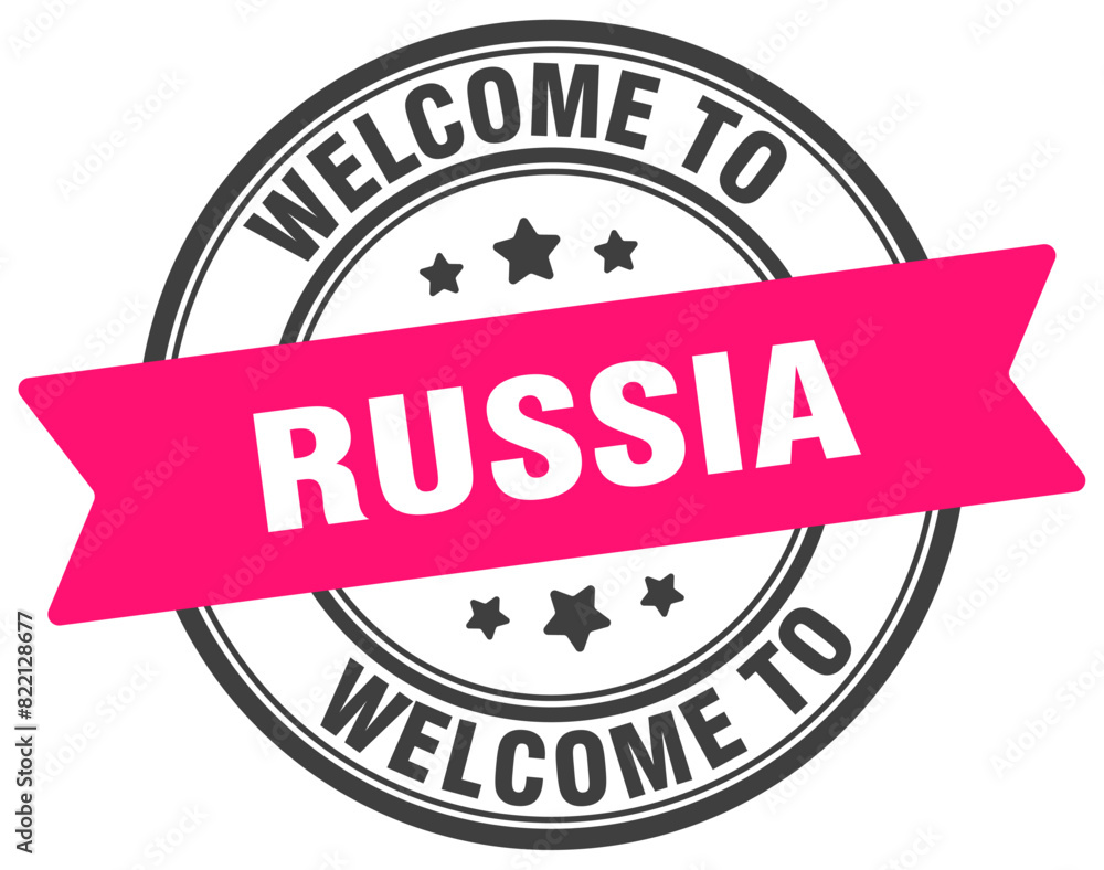 Obraz premium Welcome to Russia stamp. Russia round sign