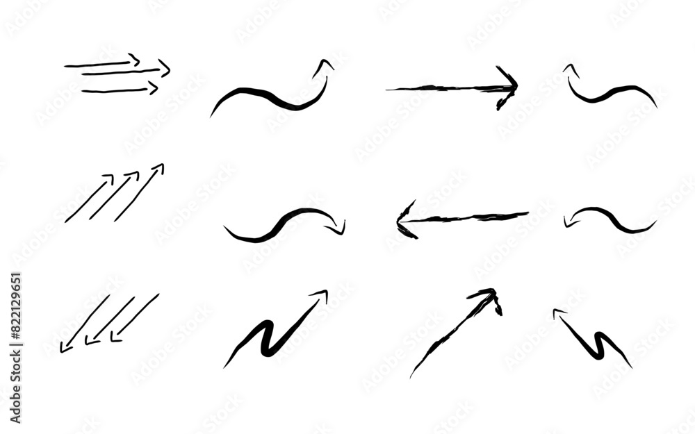 Hand drawn arrow icon set isolated on white background, suitable for icon, element, infographic element, symbol design, vector illustration Hand drawn arrow icon set isolated on white background, suitable for icon, element, infographic element, symbol design, vector illustration