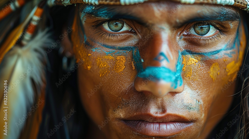 traditional clothing and face paint of native americans, indigenous people day traditional clothing and face paint of native americans, indigenous people day