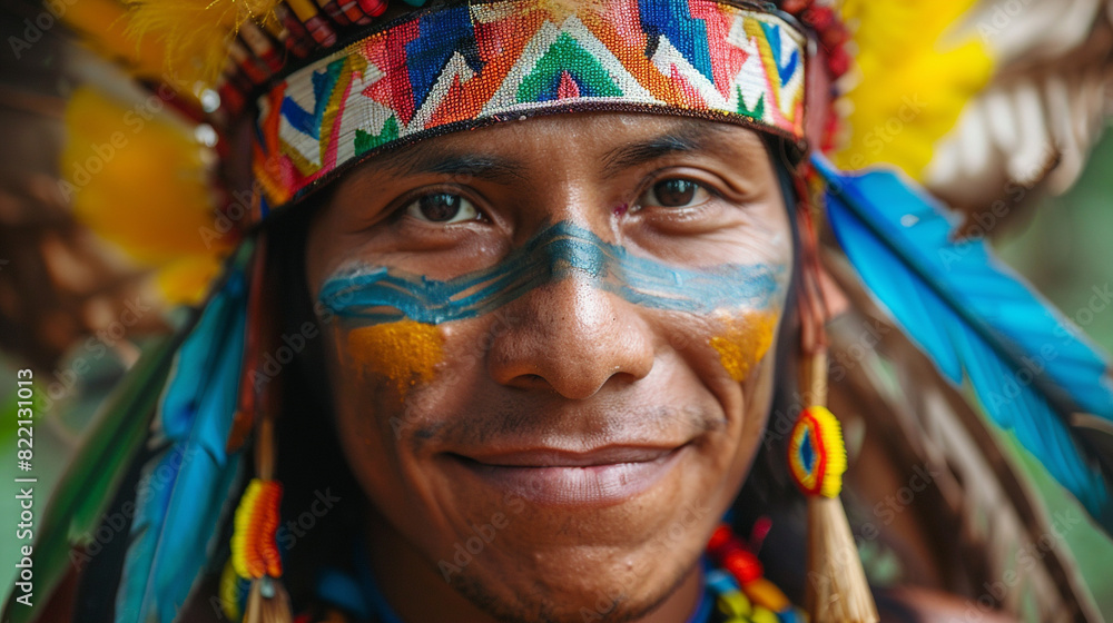 traditional clothing and face paint of native americans, indigenous ...