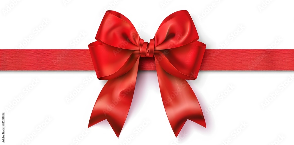 Red Bow and Ribbon on White Background Red Bow and Ribbon on White Background