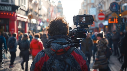 A Steadicam operator following a fastpaced action scene through a crowded street, © Nawarit