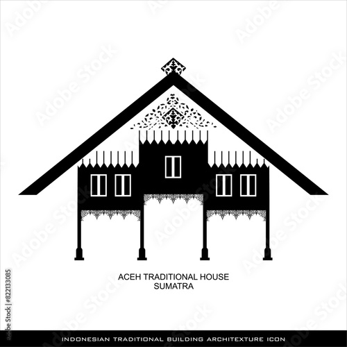 Acehnese Traditional House Icons, a series of architectural icons for traditional Indonesian houses