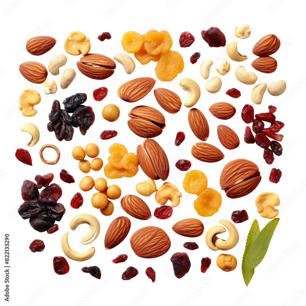 Nuts and dried fruits Isolated on transparent background, png, cut out. Nuts and dried fruits Isolated on transparent background, png, cut out.