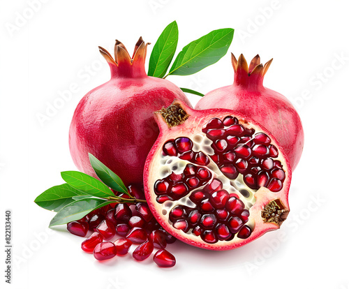 A few pomegranates on a white background photo