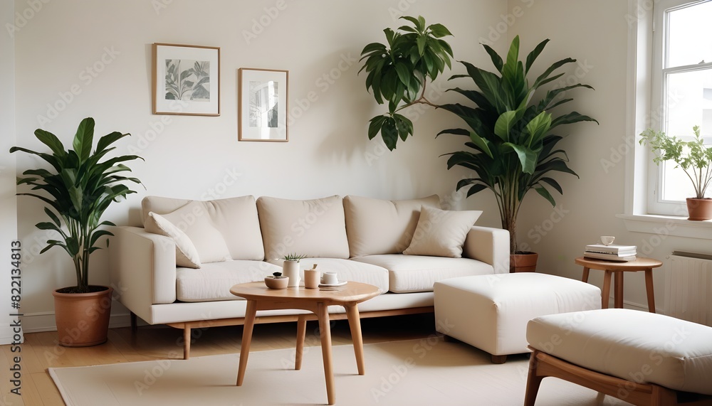 Cozy living room with furniture in Scandinavian style Cozy living room with furniture in Scandinavian style