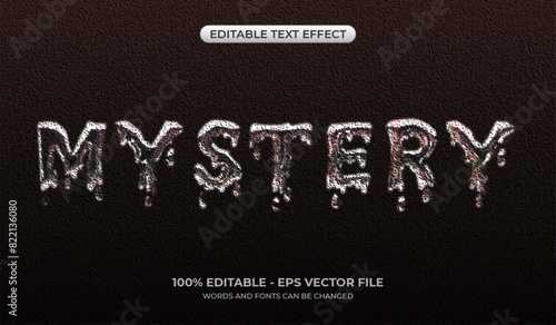 Mystery text effect. Editable horror text effect. Dramatic fluid typography design