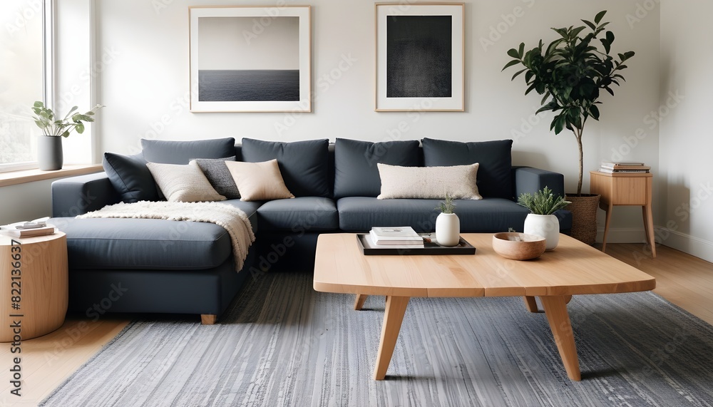 Cozy living room with furniture in Scandinavian style Cozy living room with furniture in Scandinavian style