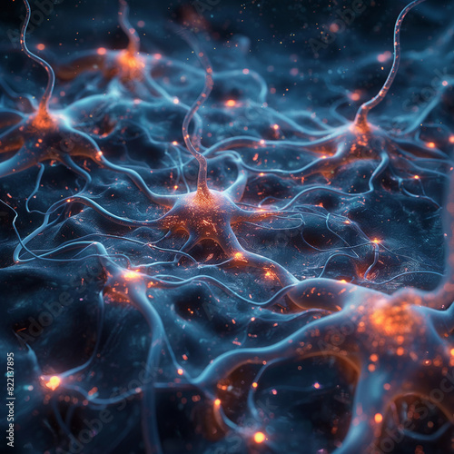 Représentation d'un neurone ou cellule vue macroscopique photo