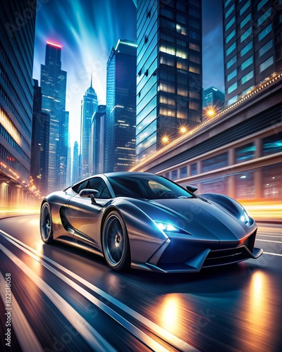 The City Lights Blur as the Supercar Speeds By