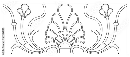 vector illustration, sketch design, drawing of a classic vintage ethnic traditional old iron fence railing