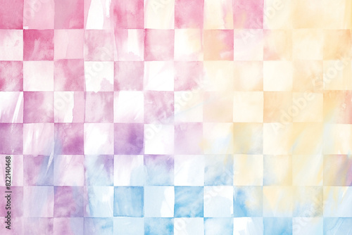 Pastel watercolor checkered plaid pattern, picnic table cloth, paint stripes