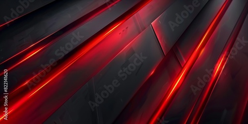  Black red background with red neon lines and geometric shapes. Dark abstract technology background Dark red black abstract geometric background, banner
