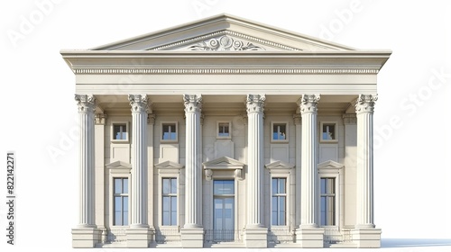 Bank building facade with elegant columns
