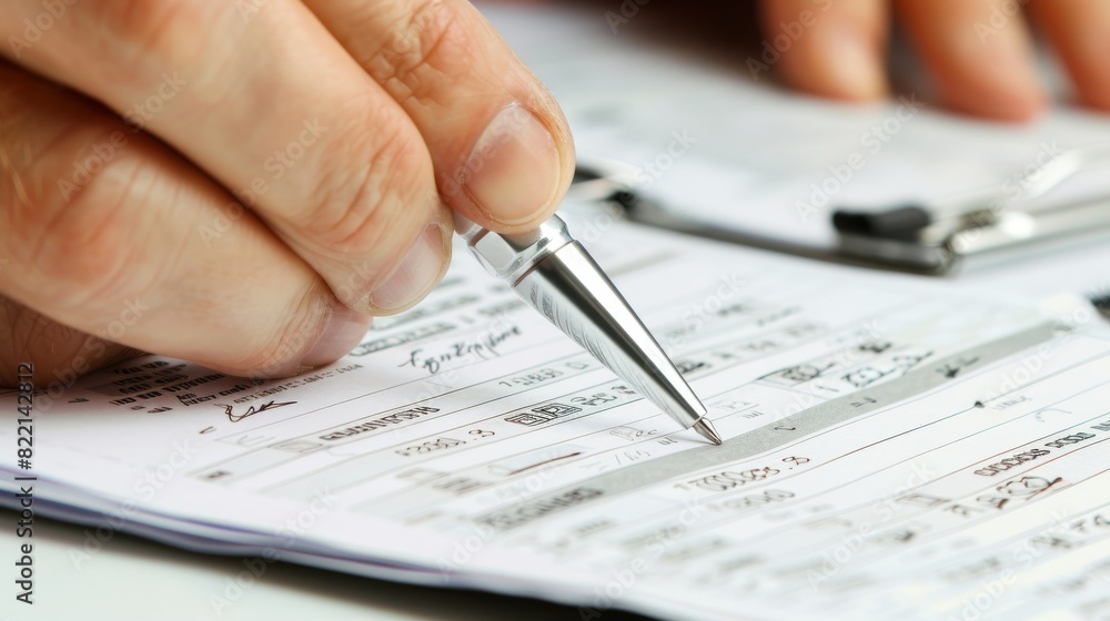 Person auditing accounting documents Person auditing accounting documents