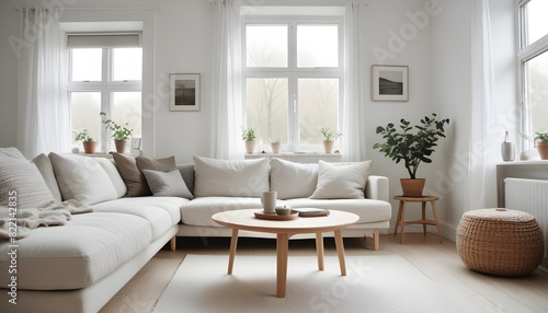 Simplicity and nature accents in scandi living room