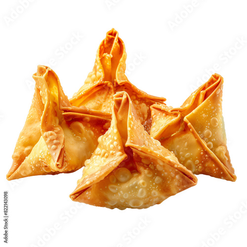 Crab rangoon, transparent background, isolated image, generative AI