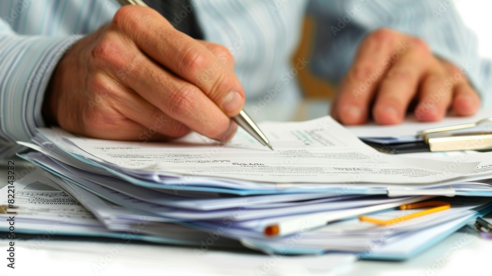 Person auditing accounting documents Person auditing accounting documents
