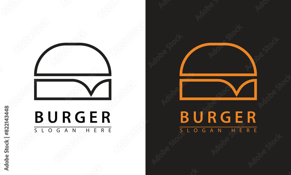 Abstract vector template of burger icon logo design, flat modern minimalist design illustration. Abstract vector template of burger icon logo design, flat modern minimalist design illustration.