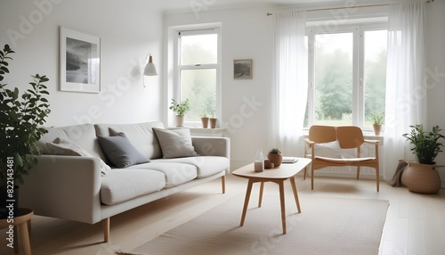 Simplicity and nature accents in scandi living room