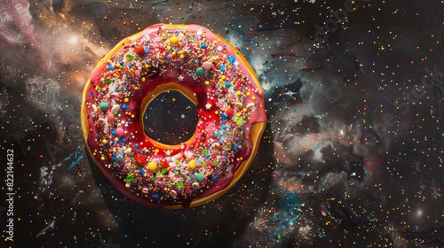 A galaxy reimagined as pop art food (pizza, donut, etc), with its features resembling toppings photo