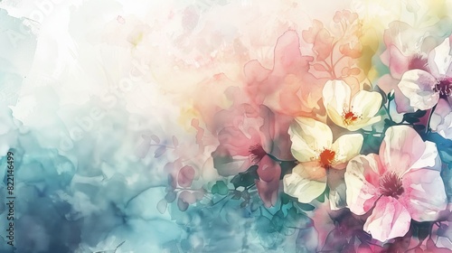 Pink and White Flowers on Blue Background