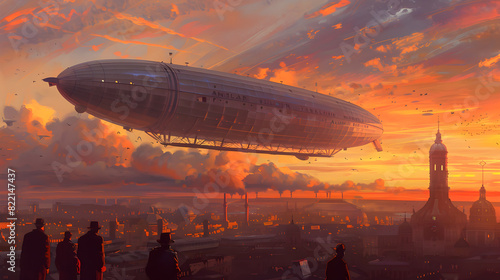 Historic Flight of Airship Zeppelin: A Juxtaposition of Human Innovation and Natural Splendour photo