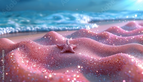Starfish on Sandy Beach Near Ocean