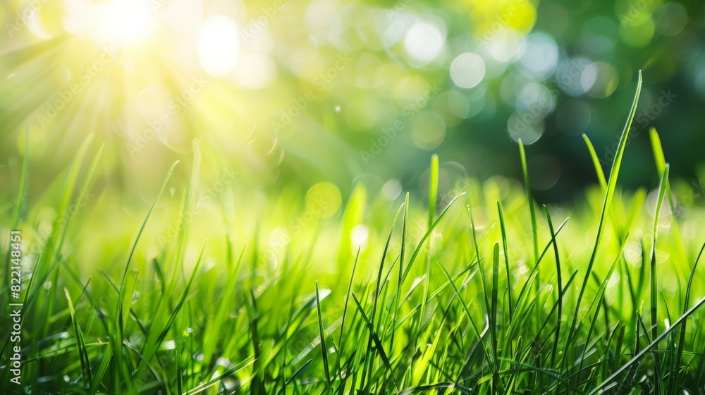Fluffy soft green grass in the sun