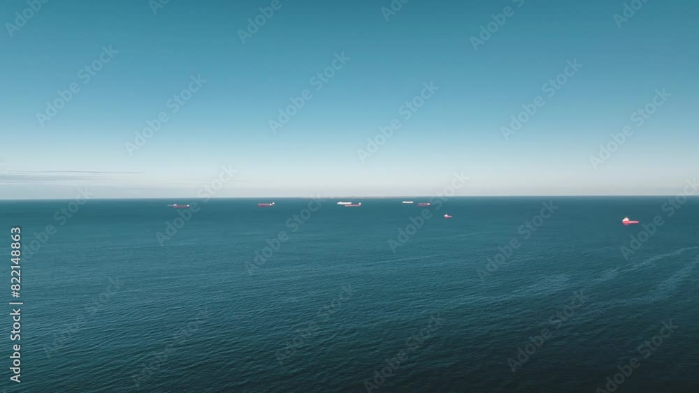 Aerial view of cargo ships in ocean at Port Beach, Fremantle, Western Australia, Australia. Aerial view of cargo ships in ocean at Port Beach, Fremantle, Western Australia, Australia.